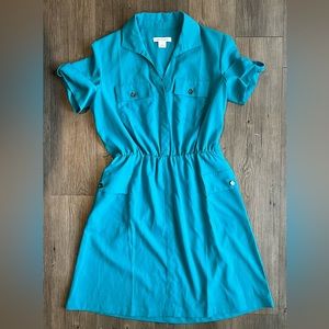 Liz Claiborne Size 10 Women’s Teal/Turquoise Fitted Belted Dress